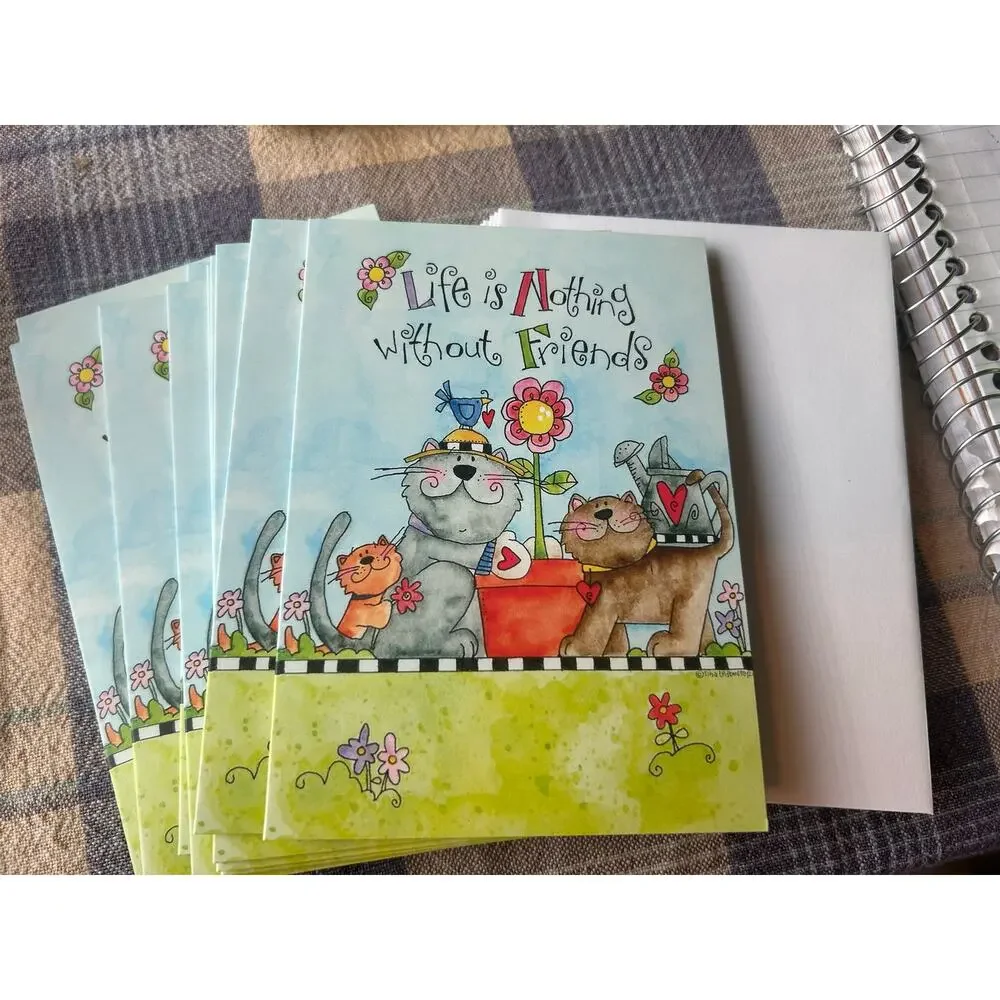 Thank you friend cat lover 13 cards artwork by patte Jensen colorful